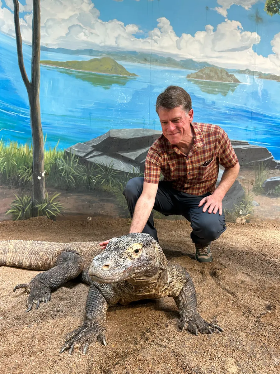 Martin Whiting with a Komodo dragon