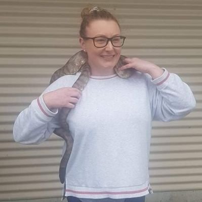 Victoria Russell with a lizard