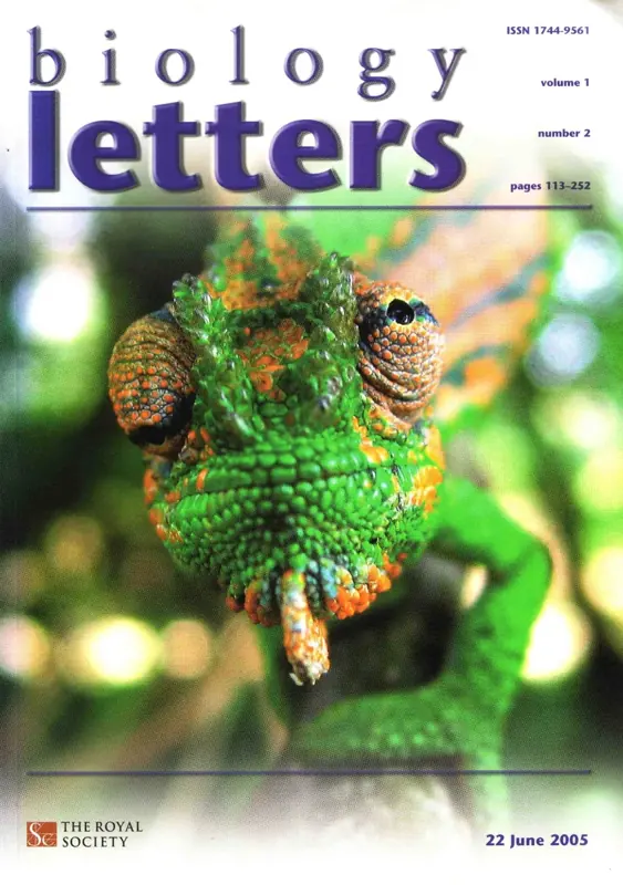 Biology Letters 2005 cover featuring a chameleon