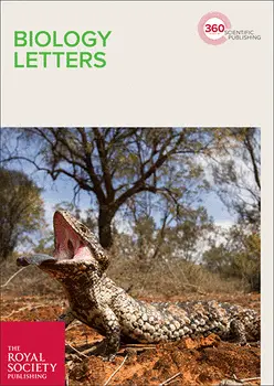 Biology Letters 2025 cover featuring a frill-necked lizard