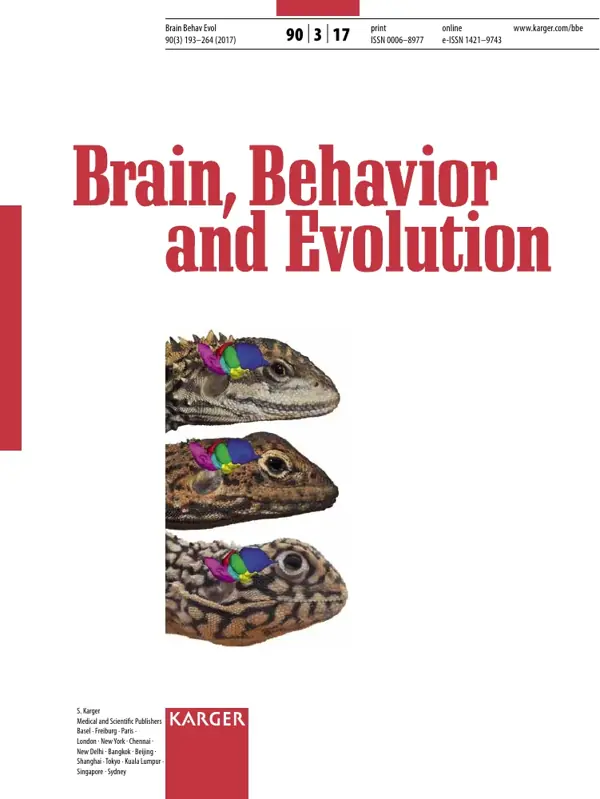 Brain, Behavior and Evolution 2017 cover showing three lizard brain illustrations