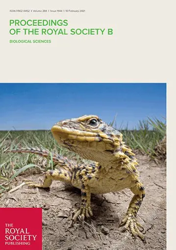 Proceedings of the Royal Society B 2021 cover featuring a lizard