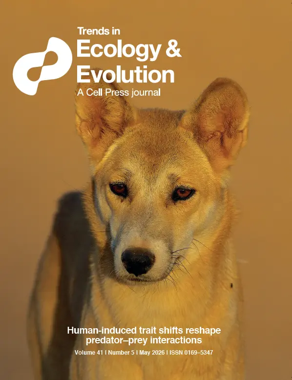 Trends in Ecology & Evolution 2026 cover featuring a dingo